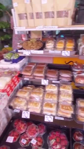 Una Tienda Bangkok Que Ofrece Frutas Frescas Productos Horneados Tailandia — Vídeos de Stock