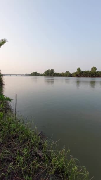 Belleza Escénica Largo Del Río Bang Pakong Provincia Chachoengsao Tailandia — Vídeo de stock