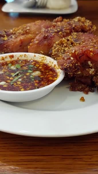 Grillowany Kurczak Prażonym Ryżem Restauracja Bangkoku — Wideo stockowe