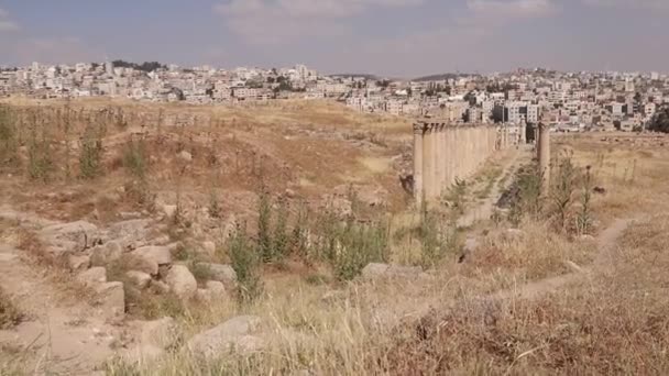 Jerash Oferece Uma Mistura Fascinante Maravilhas Antigas Contra Pano Fundo — Vídeo de Stock