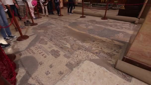 Mosaico Del Pavimento Geografico Più Antico Madaba Giordania — Video Stock