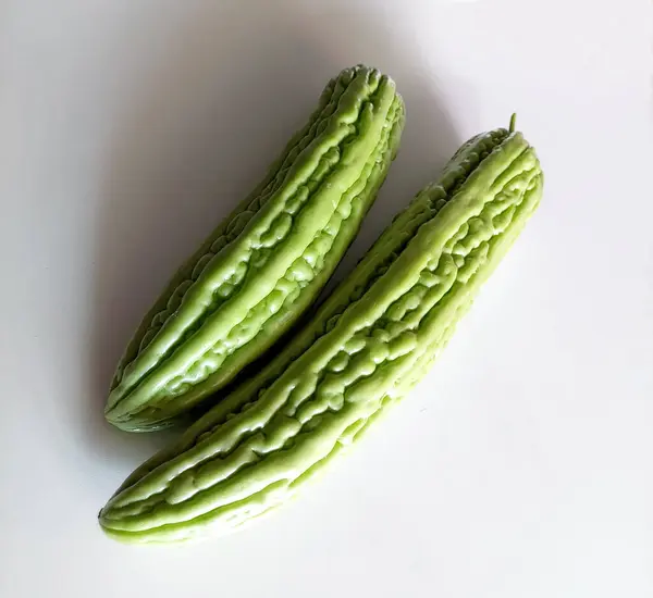 stock image Fresh Green Bitter Melon on White Background