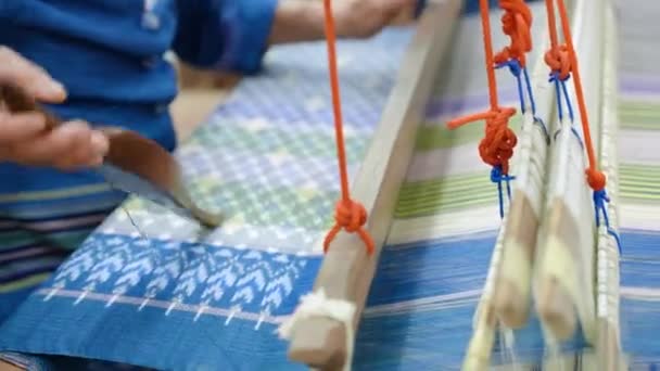 Tessitura Tailandese Artigianale Una Forma Arte Abile Che Stata Tramandata — Video Stock
