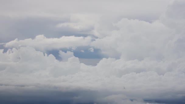 Вид Над Облаками Раскрывает Потрясающий Холст Неба Безграничное Синее Пространство — стоковое видео