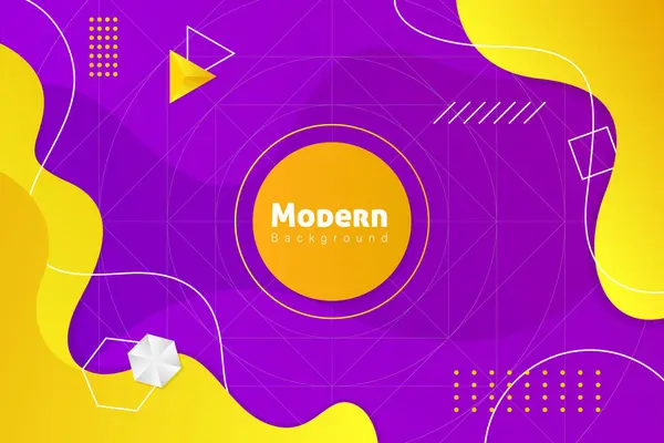 Renkli modern soyut geometrik formlar arkaplan gradyan sarı ve mor renklerle.