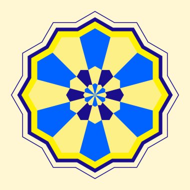 Dairesel İslami süs mandala. İslam, Arapça, Hindistan, Türkçe, Pakistan, Çince ve Osmanlı dekorasyon motifleri