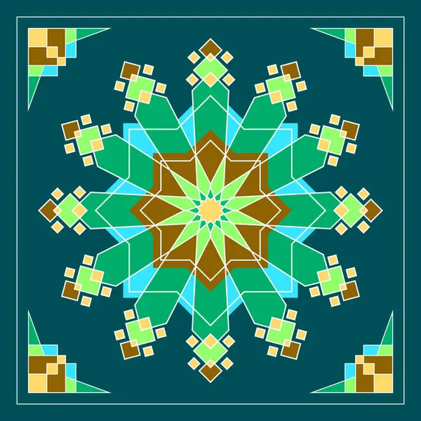 Dairesel İslami süs mandala. İslam, Arapça, Hindistan, Türkçe, Pakistan, Çince ve Osmanlı dekorasyon motifleri