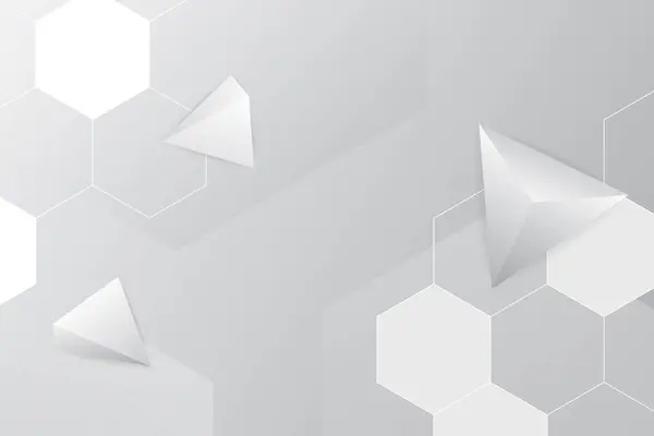 Geometrik şekilli 3 boyutlu sessiz bir arka plan. Altıgenli ve üç boyutlu üçgenli huzurlu arkaplan.