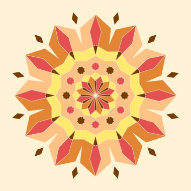 Renkli İslami süs mandala yıldızı. Modern İslam, Arap dekorasyon motifleri. Geometrik daire çiçek mandala.