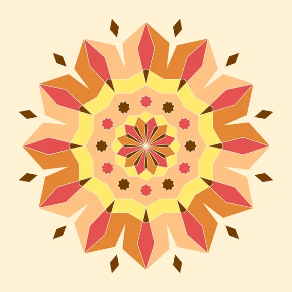 Renkli İslami süs mandala yıldızı. Modern İslam, Arap dekorasyon motifleri. Geometrik daire çiçek mandala.