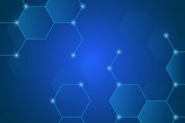 Sessiz soyut fütüristik yüzey altıgen arkaplanı. Mavi arka planda devre teknolojisi dijital. İnternet ağ bağlantısı, veri aktarımı, siber nano bilgi.
