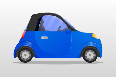 Yan görüş çizgi film mini araba çizimi. Taşıma aracı düz stil.