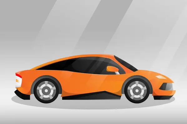 Modern cartoon sports car illustration with dark tinted window glass. Transport vehicle Side view.