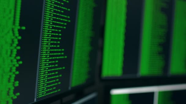 Primer Plano Ángulo Datos Irreconocibles Siendo Hackeados Grabado Con Arri — Vídeo de stock