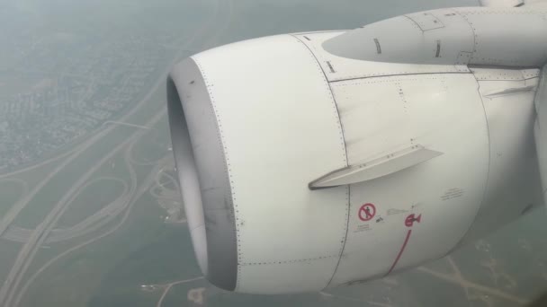 Calgary Alberta Kanada 2023 Blick Auf Das Westjet 737 Triebwerk — Stockvideo