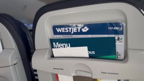 Alberta Kanada 2023 Westjet Repülőgép Utasnézet Westjet Utazók Repülőgép Ülések — Stock videók