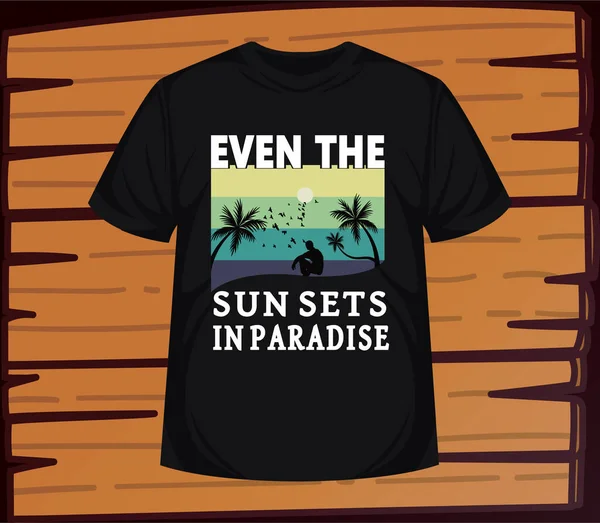 Sun Sets Shirt Design Typography Vector Art Eps — Stockový vektor