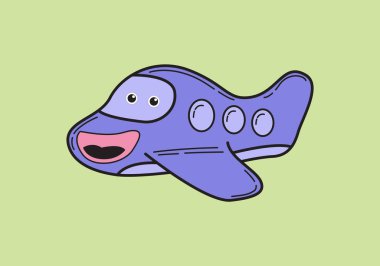 Çocuk boyama kitabı Çizim Vektörü Şirin Uçak Çizgi Filmi Karakteri 'ne uygun.