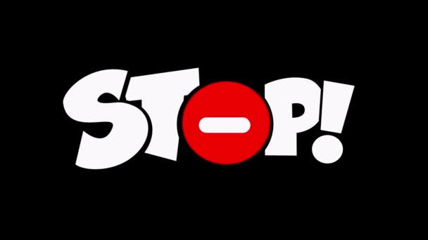 Stop Text Animated Forbidden Icon Content Traffic Sign — Stock Video