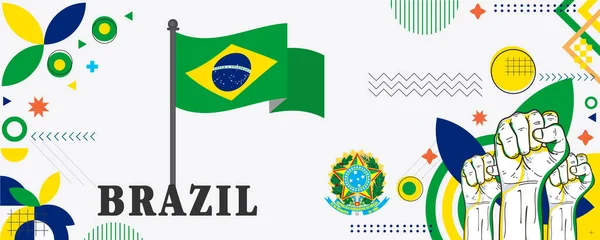 Brazil Ulusal Günlük Pankart Tasarım Vektörü — Stok Vektör
