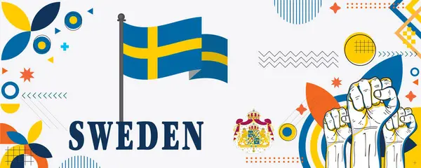 Sweden National Day Banner Design Vecteur Eps — Image vectorielle