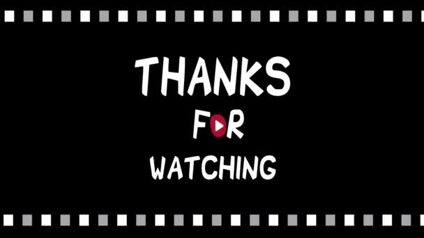 Animated Thank You Watching Text Film Roll Background Suitable End — Stock Video