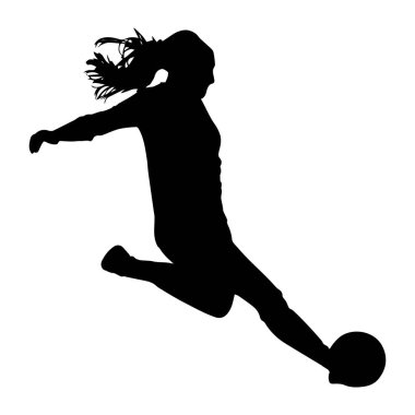 Kız futbolcuların silueti