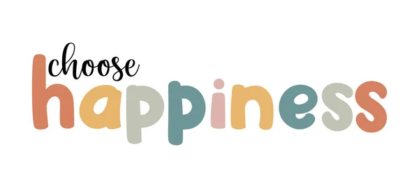 Mutlu Bir Hayat Olumlu Harfler Yapımı Fırça Kaligrafisi Beyaz Arkaplanda — Stok Vektör