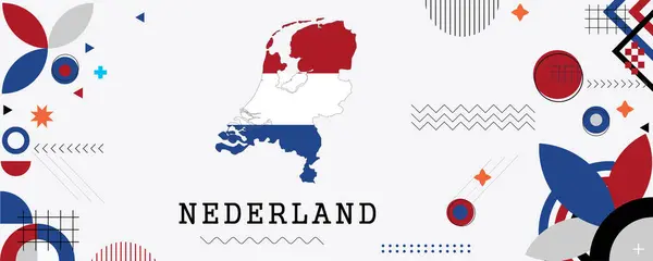 Nederland Carte Conception Bannière Fête Nationale Drapeau Drapeau Thème Art — Image vectorielle