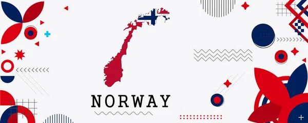 Низкая Карта Флаг Норвегии Геометрическая Многоугольная Мозаика Карты Норвегии Норвежская — стоковый вектор
