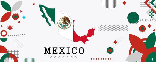 Mapa Bandera México Mosaico Diferentes Formas Diferentes Colores — Vector de stock