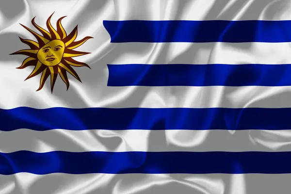 乌鲁圭国旗国庆横幅设计高品质国旗背景纹理图解 — 图库照片