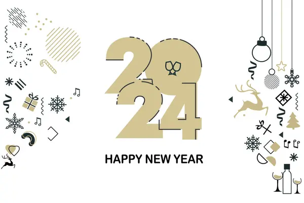 Šťastný Nový Rok 2024 Pozadí Vektorové Ilustrace — Stockový vektor