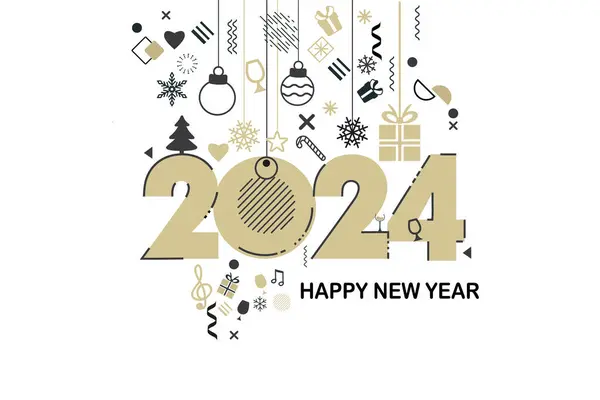 Šťastný Nový Rok 2024 Textovou Vektorovou Ilustrací — Stockový vektor