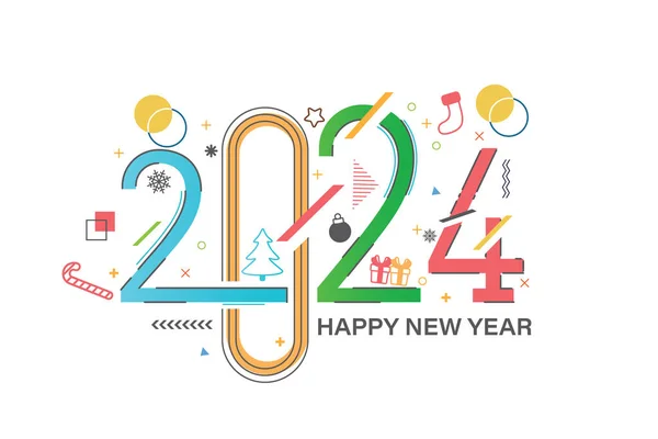 2024 Happy New Year Text Background Design Banner Poster — Stock Vector