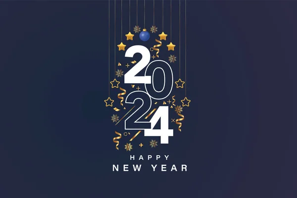 Happy New Year 2024 Christmas Tree — Stock Vector