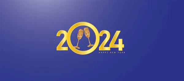 Feliz Ano Novo 2024 Ilustração Vetorial — Vetor de Stock