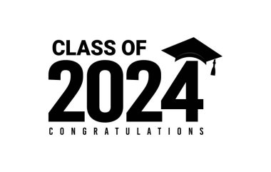 Beyaz arkaplanda izole edilmiş baskı için 2024 Mezuniyet Sınıfı Retro Typography Vector tasarımı