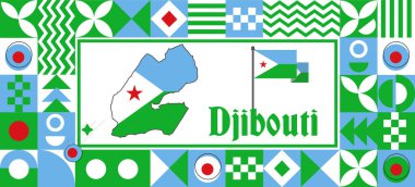 Cibuti Bayrağı ulusal gün tasarımı Soyut geometrik dekorasyon vektör çizimi
