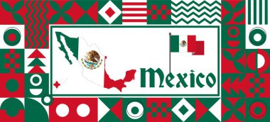Mexico Flag ulusal gündüz tasarımı Soyut geometrik dekorasyon vektörü illüstrasyonu