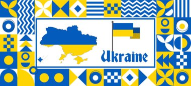 Ukrayna Bayrağı ulusal gündüz tasarımı Soyut geometrik dekorasyon vektörü illüstrasyonu