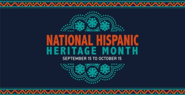 Greeting with national Hispanic heritage month text Vector web banner, poster, card for social media and networks. clipart