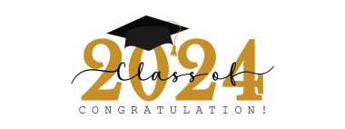 2024 Graduation Greeting Card Vector Design. Congratulations Graduates Modern Grad template clipart