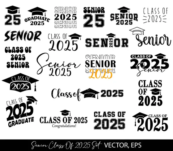 2024 Kıdemli Sınıfı ölçeklenebilir vektör dosyaları içerir. Senior 2025, Graduate 2025 demet, Class of 2025, High School University 2025