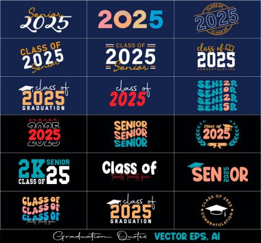 2025 Tipografi Mezuniyet Sınıfını Ayarla Son Sınıf Mezuniyet