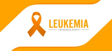 Lösemi Farkındalık Ayı. Turuncu renkli kurdele izole edilmiş arka plan. Poster için Vektör Tasarım Şablonu