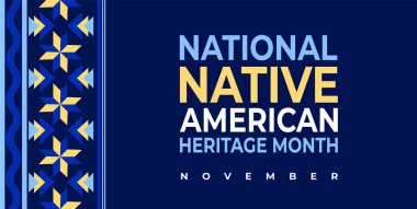 Native american heritage Month greeting Vector banner, poster, card, content for social media with the text Native american heritage background clipart