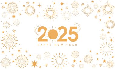 Altın Grafik elementleri yıldız Banner, poster, post tasarım ile Mutlu yıllar 2025