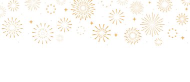 Mutlu yıllar 2025 Güzel, ışıl ışıl tasarım Altın havai fişek sınırı, bayram afişi, kutlama