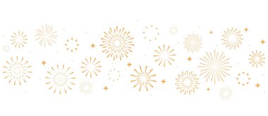 Mutlu yıllar 2025 Güzel, ışıl ışıl tasarım Altın havai fişek sınırı, bayram afişi, kutlama